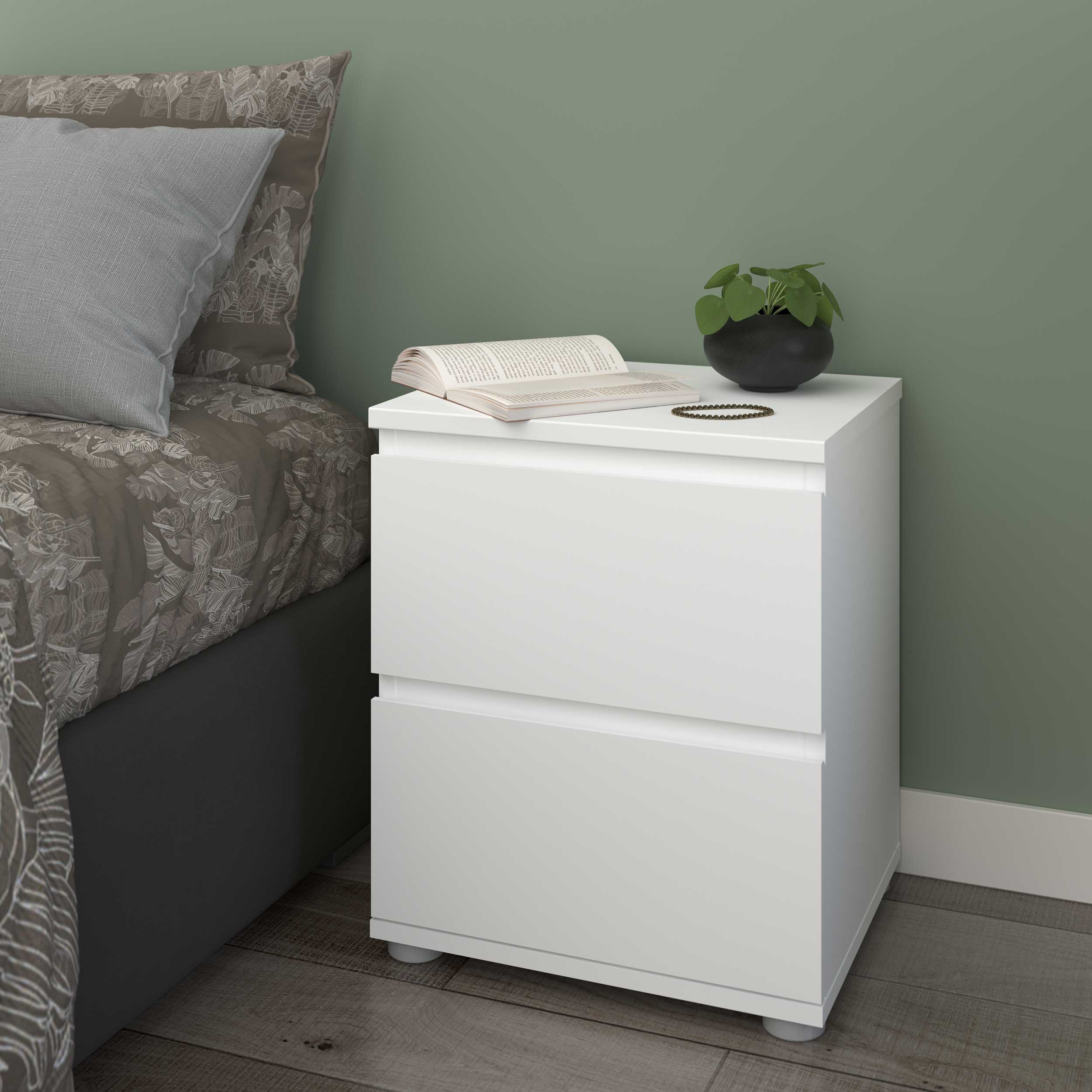 Table de chevet Nux 2 tiroirs - blanc - Image 4