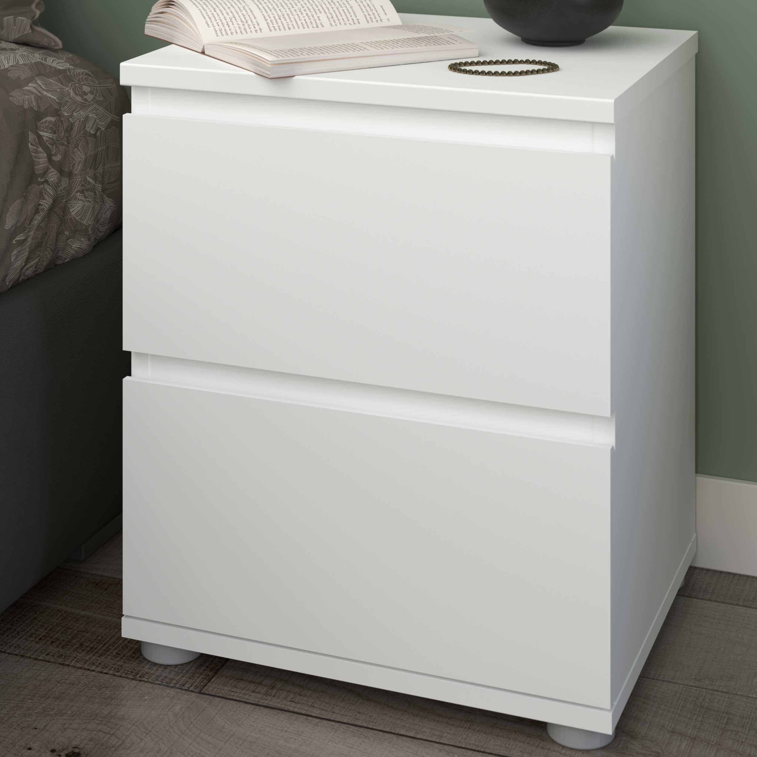 Table de chevet Nux 2 tiroirs - blanc