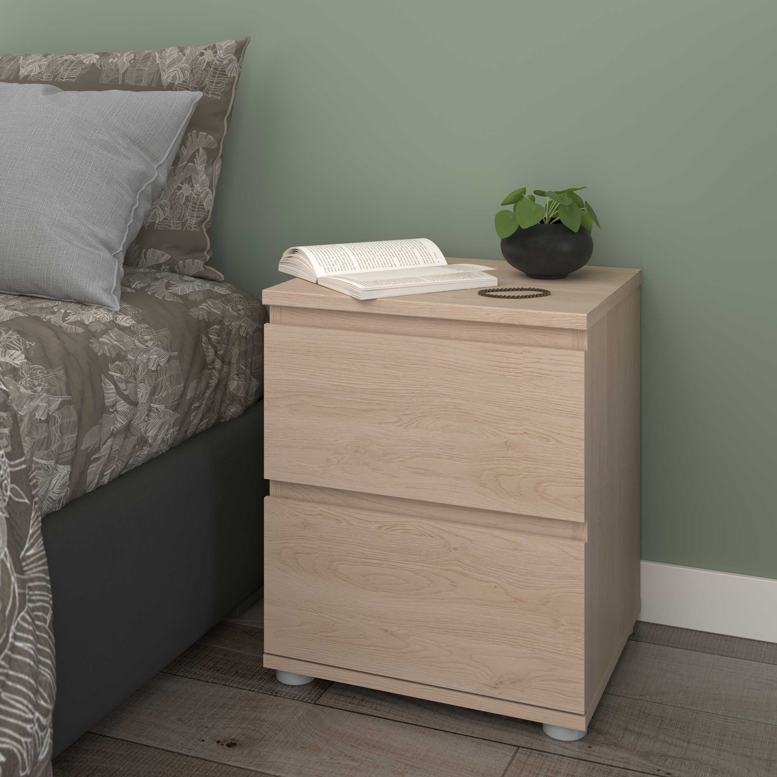 Table de chevet Nux 2 tiroirs - chêne - Image 2