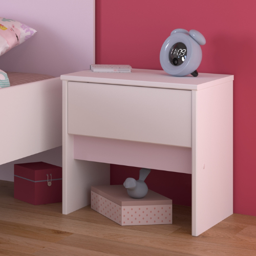 Table de chevet Rue avec 1 tiroir - blanc/gris ou blanc/rose - Image 6