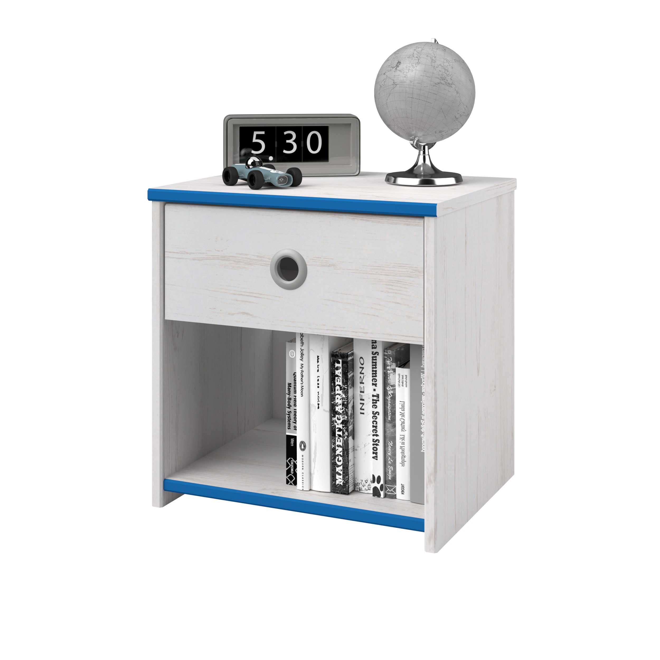 Table de chevet Smiley 1 tiroir - blanc/rose ou blanc/bleu - Image 8