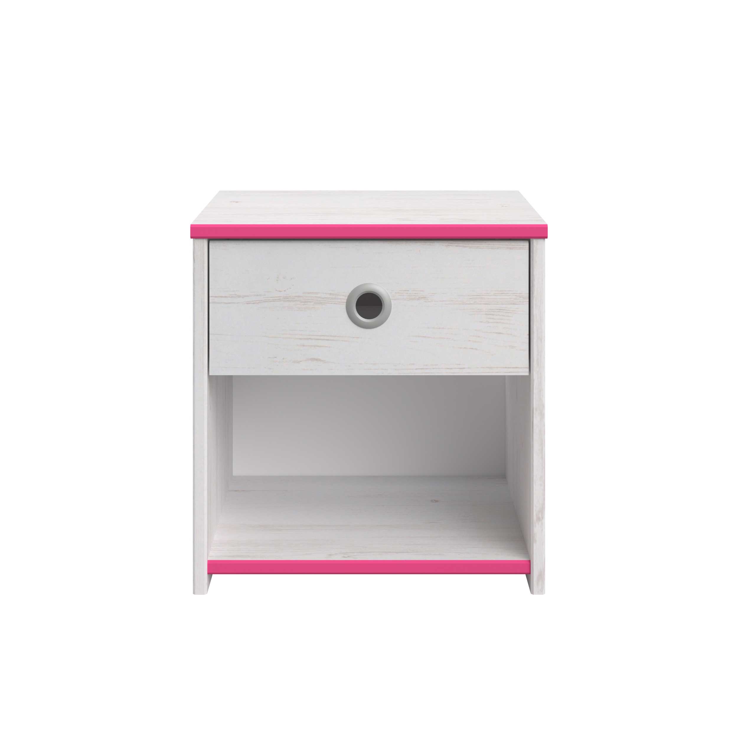 Table de chevet Smiley 1 tiroir - blanc/rose ou blanc/bleu - Image 9