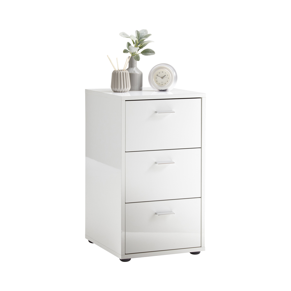 Table de chevet Valerie 3 tiroirs - blanc brillant - Image 4