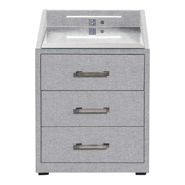 Table de nuit Bronco avec éclairage & porte USB - gris - Image 4