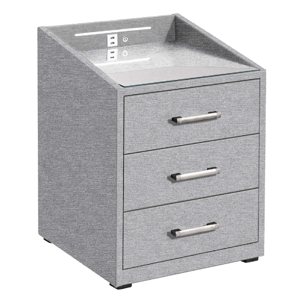 Table de nuit Bronco avec éclairage & porte USB - gris - Image 5