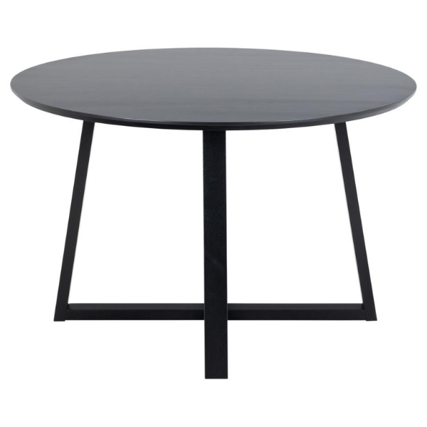 Table de salle à manger Malika Ø120 cm - placage de chêne laqué noir - Image 7
