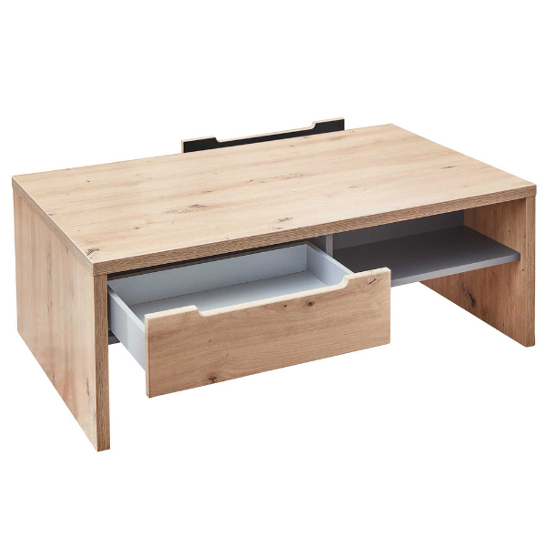 Table de salon Medina 110x65cm 2 tiroirs - chêne - Image 3