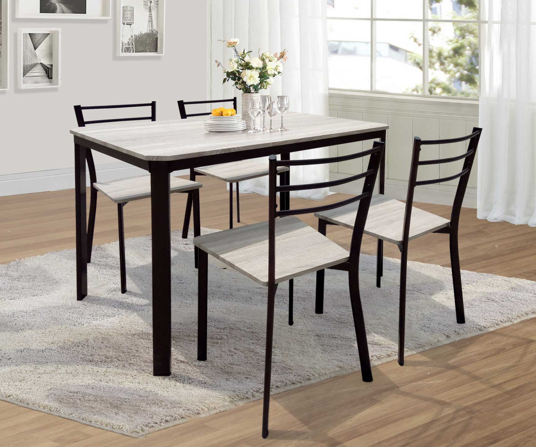 Table et chaises Lily, 4 chaises - beige/noir - Image 3