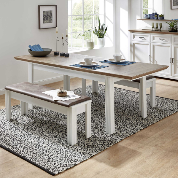 Table extensible Samine 90x160/220 - blanc/chêne - Image 3