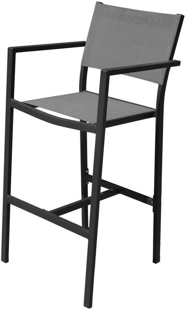 Tabouret de bar Arianne aluminium et textilène - anthracite/gris argenté - Image 3