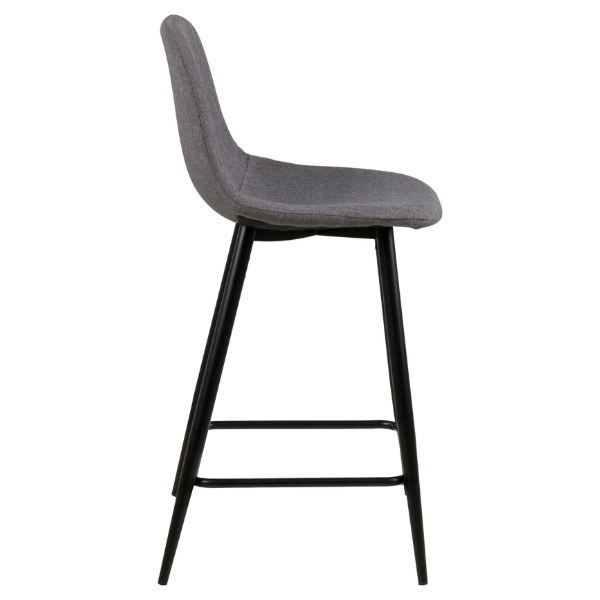 Tabouret de bar en tissu Wilhelm, H:65cm - gris clair/noir - Image 2