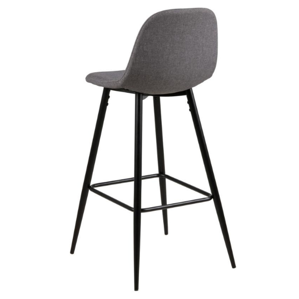Tabouret de bar en tissu Wilhelm, H:65cm - gris clair/noir - Image 6