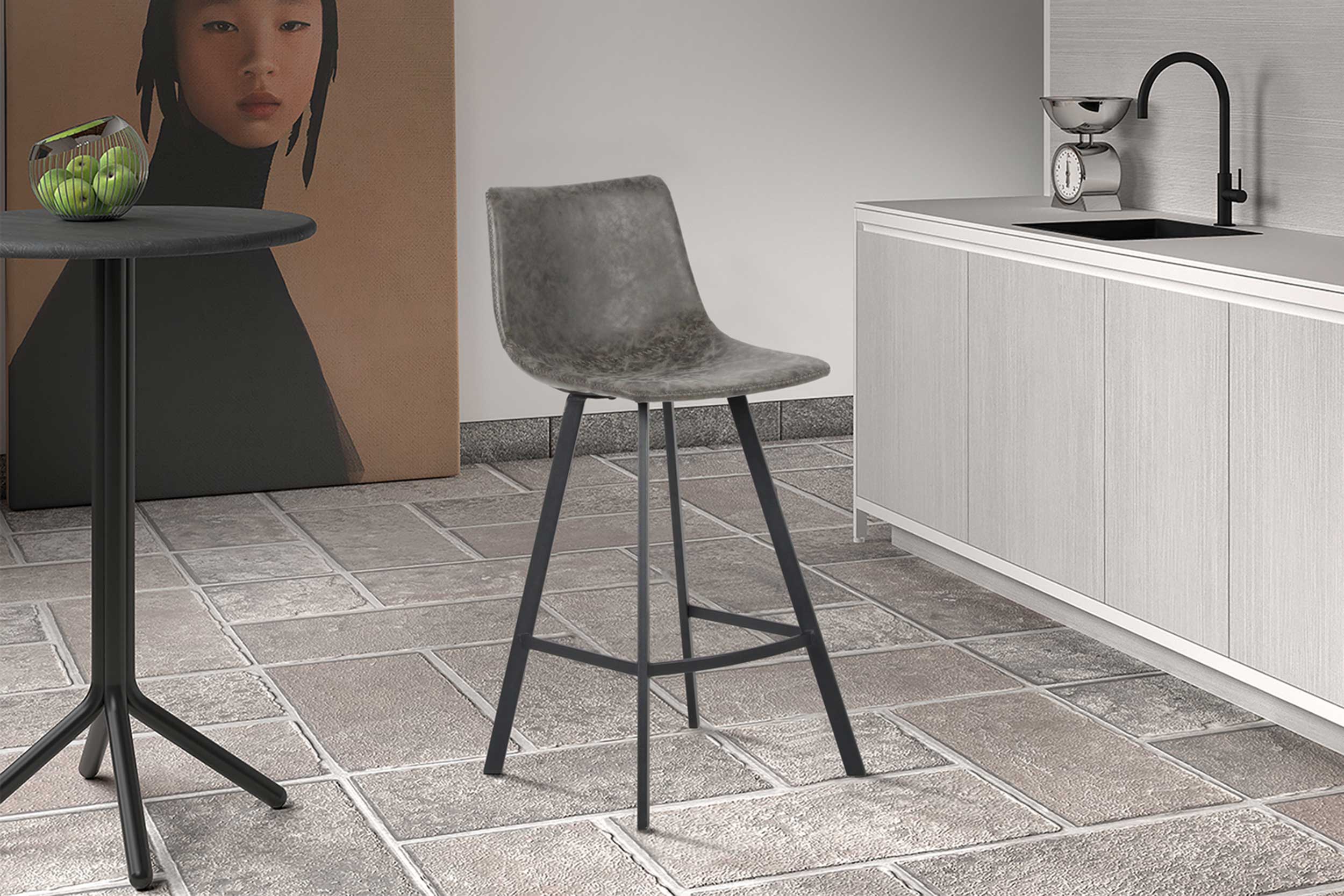 Tabouret de bar Ozan 68cm - gris - Image 8