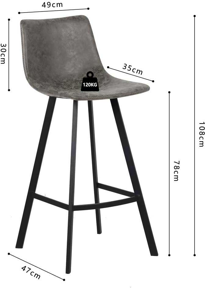 Tabouret de bar Ozan 78cm - gris - Image 2
