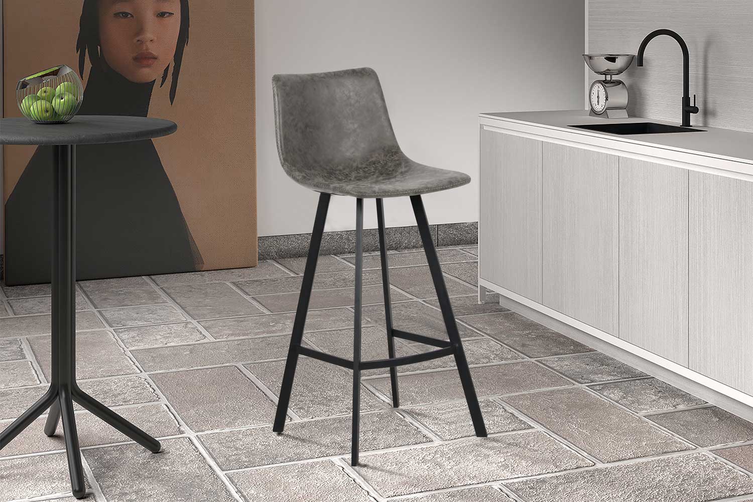 Tabouret de bar Ozan 78cm - gris - Image 7