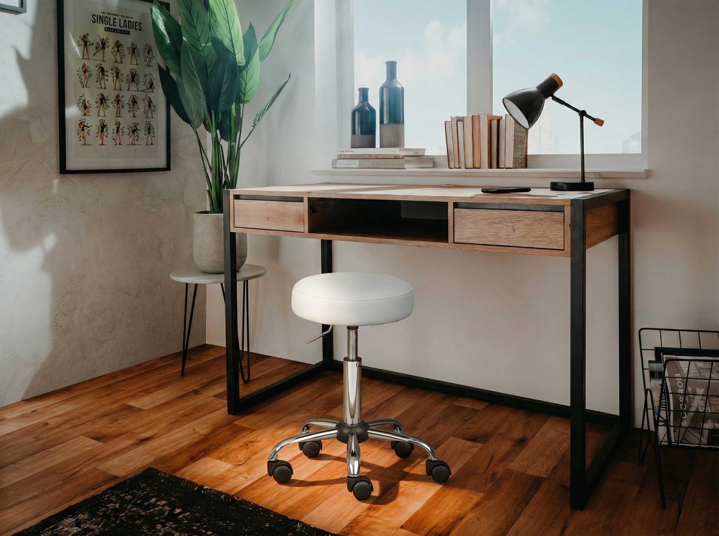 tabouret de bureau sur roulettes Asra - blanc - Image 7