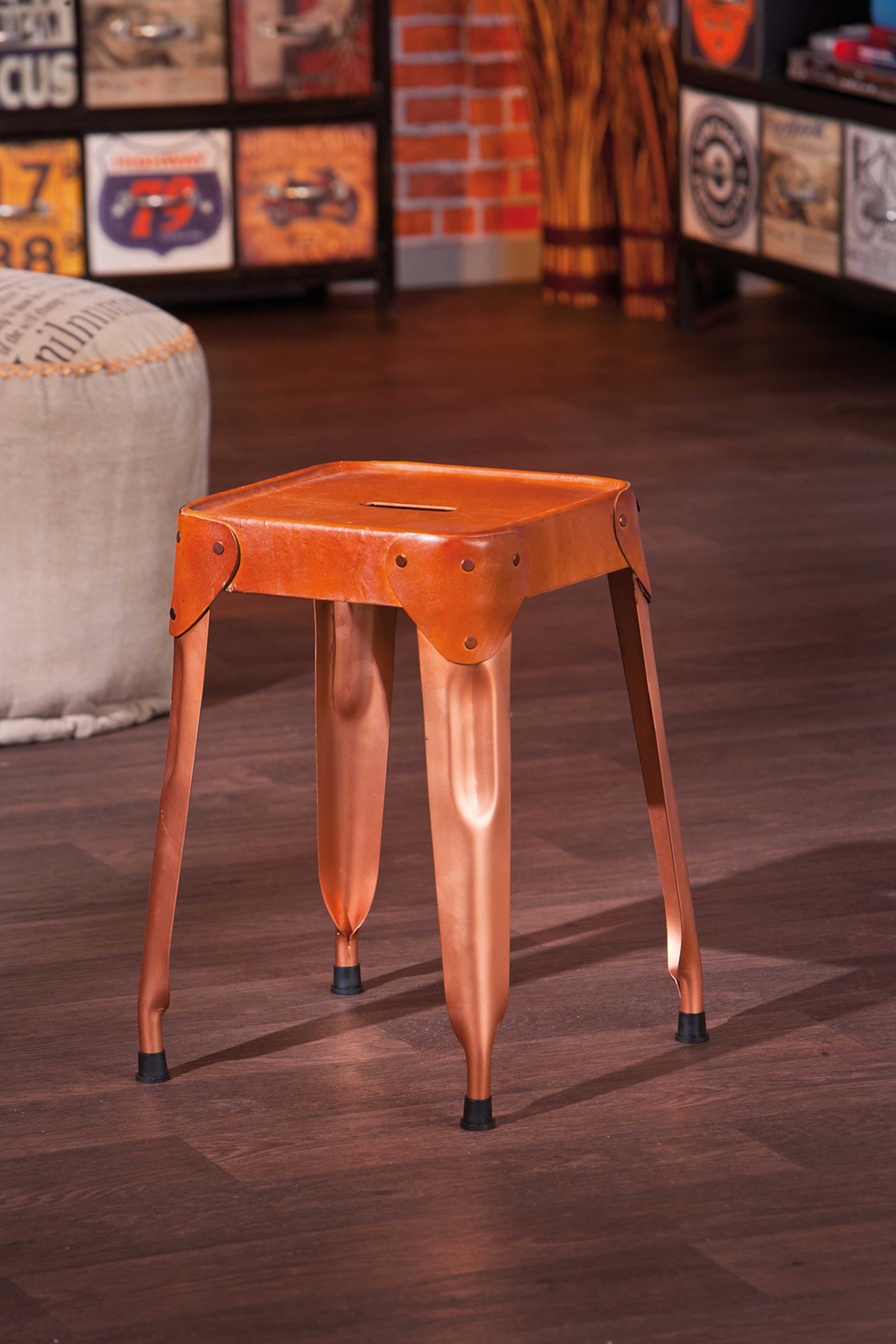 Tabouret en métal Reema carré - cuivre - Image 8