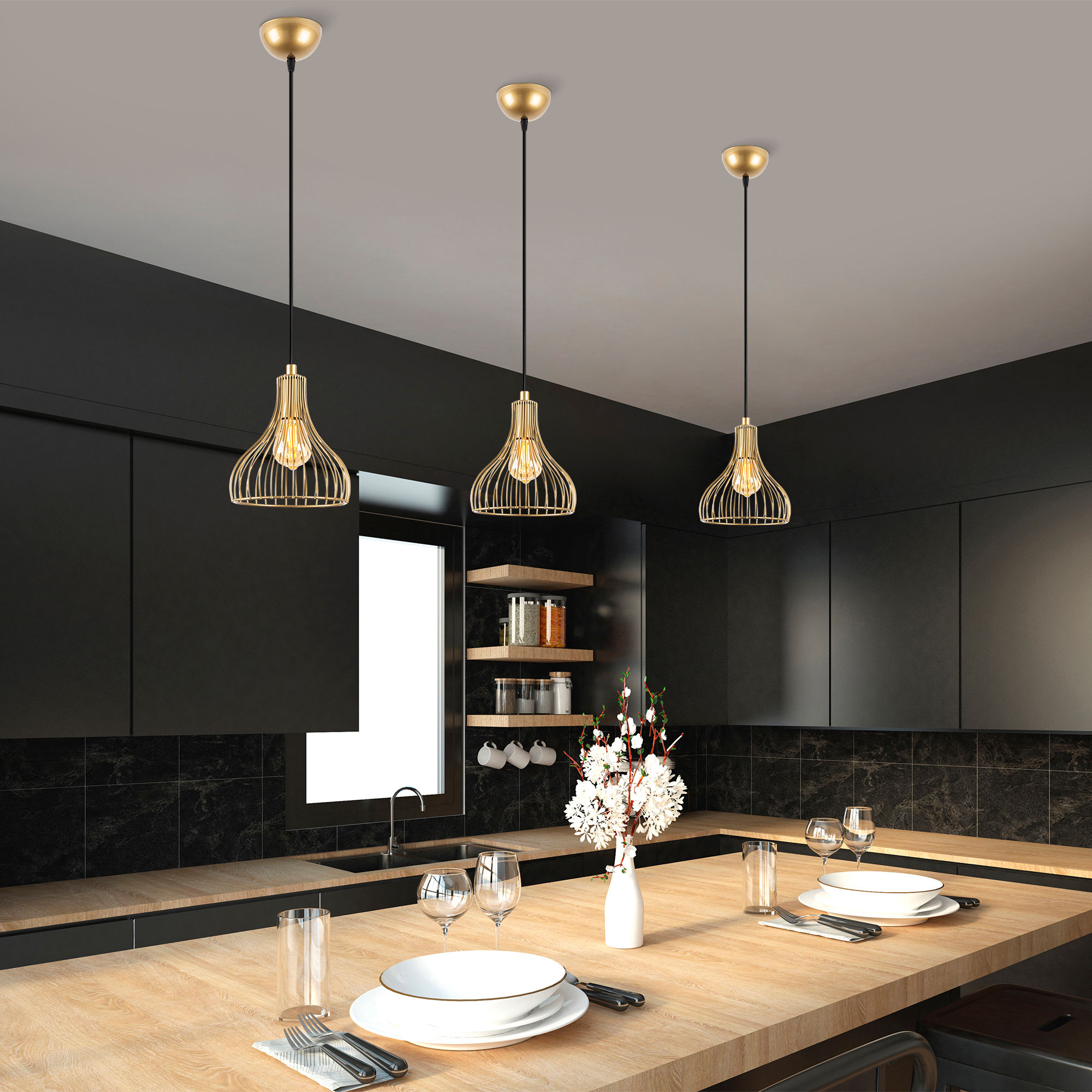 Telyildo Lustre | Hauteur réglable | Or brillant - Image 7