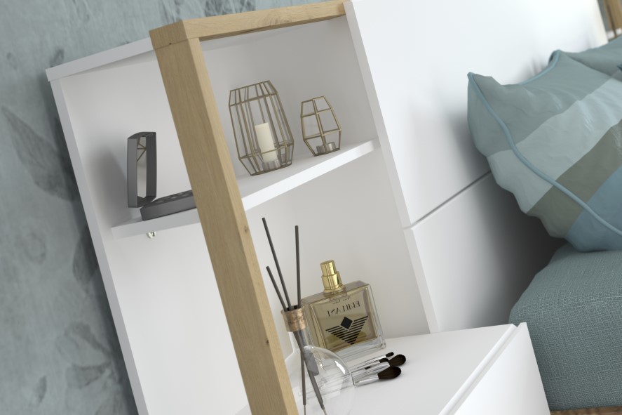 Tête de lit Stamp 2 tiroirs - blanc/chêne artisan - Image 5