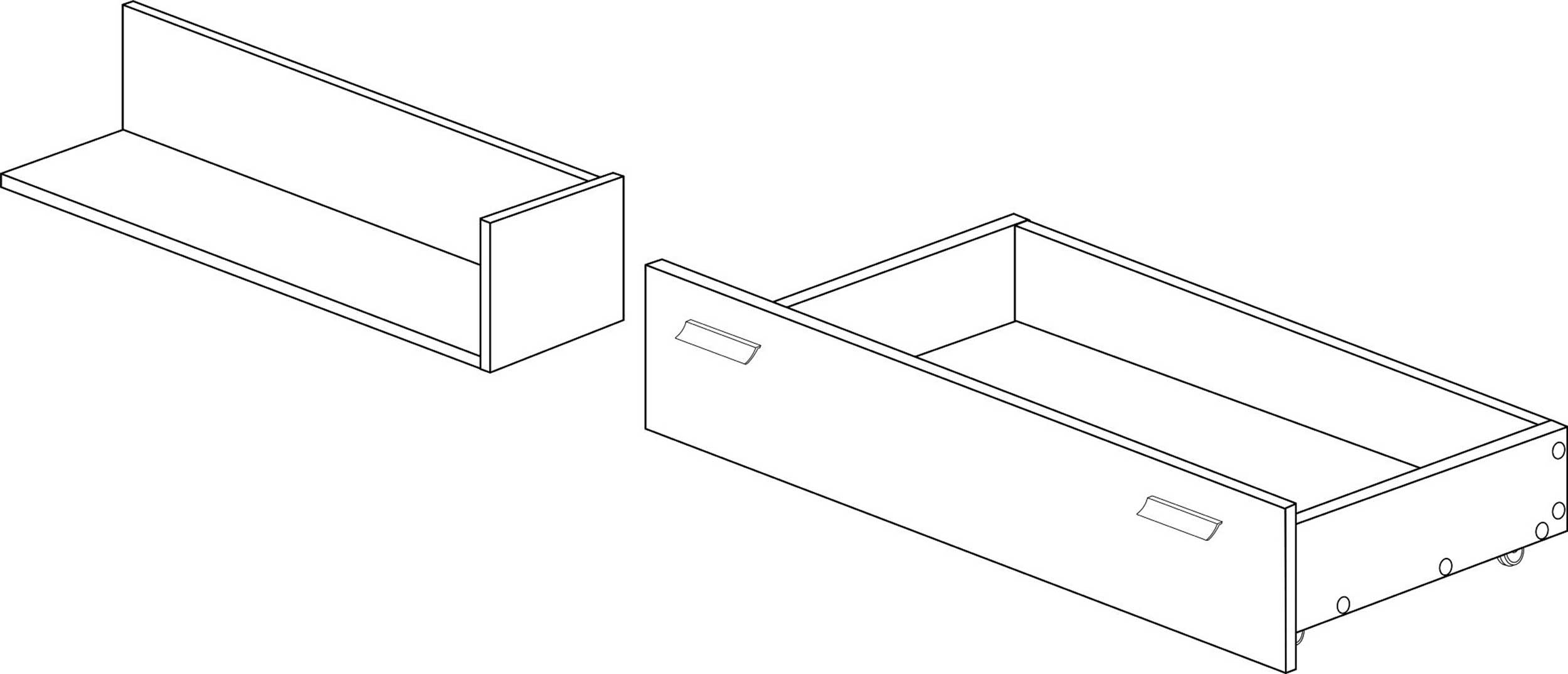 tiroir de lit & étagère Sanna 95cm & 98cm - chêne clair/ noir - Image 2