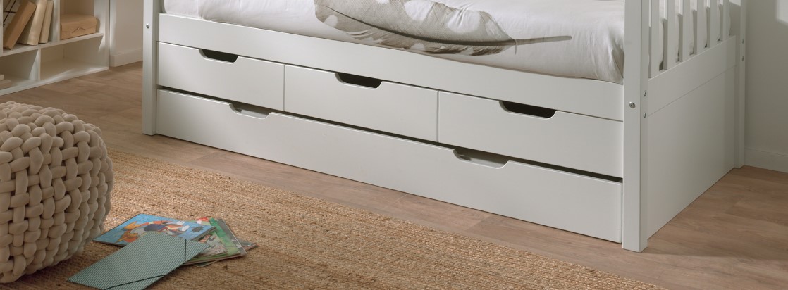 Tiroir de lit Friedrich 90x200 bois pin - blanc - Image 3