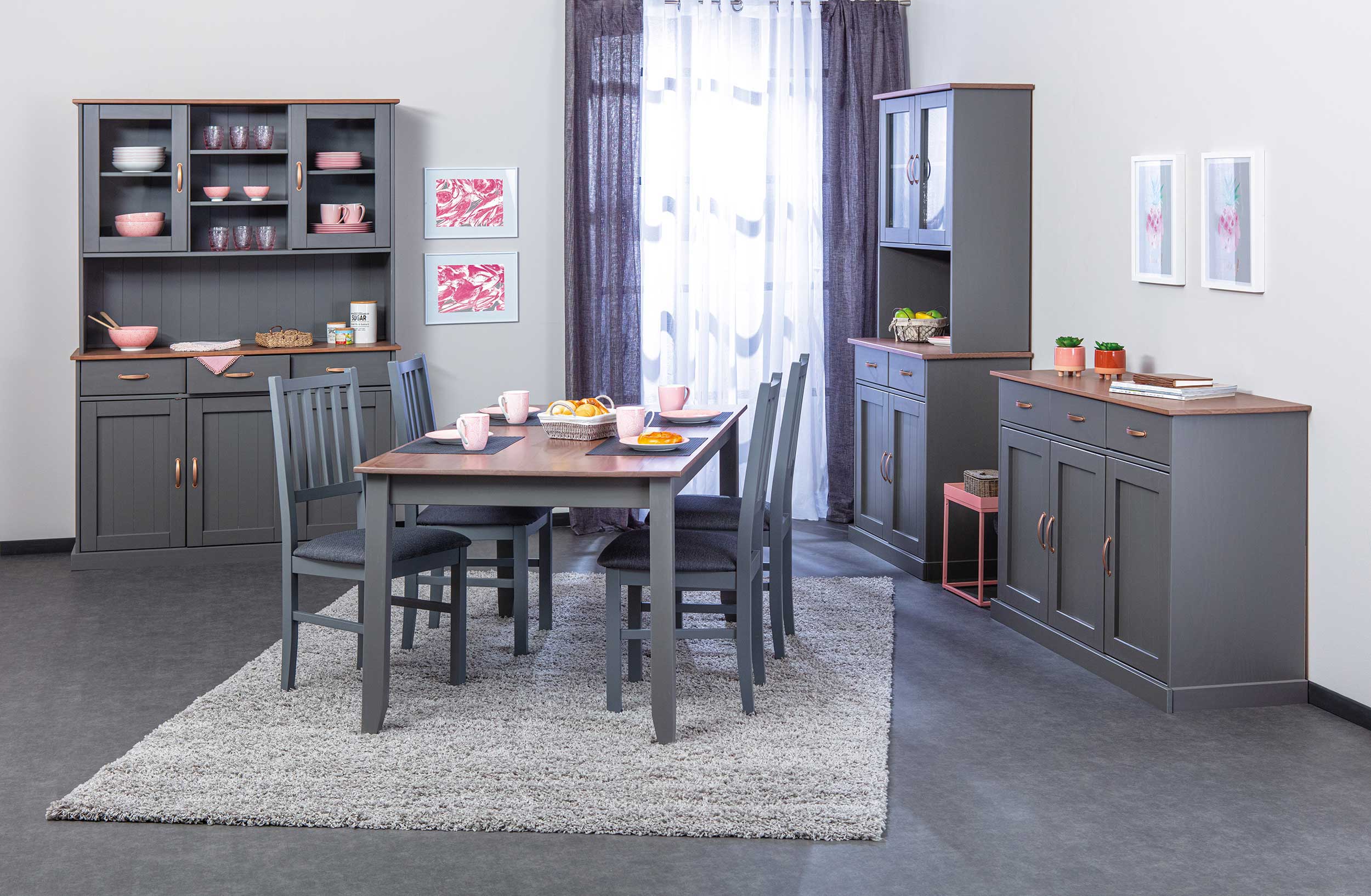 Vaisselier Cerci 131 cm à 5 portes & 3 tiroirs - gris - Image 5