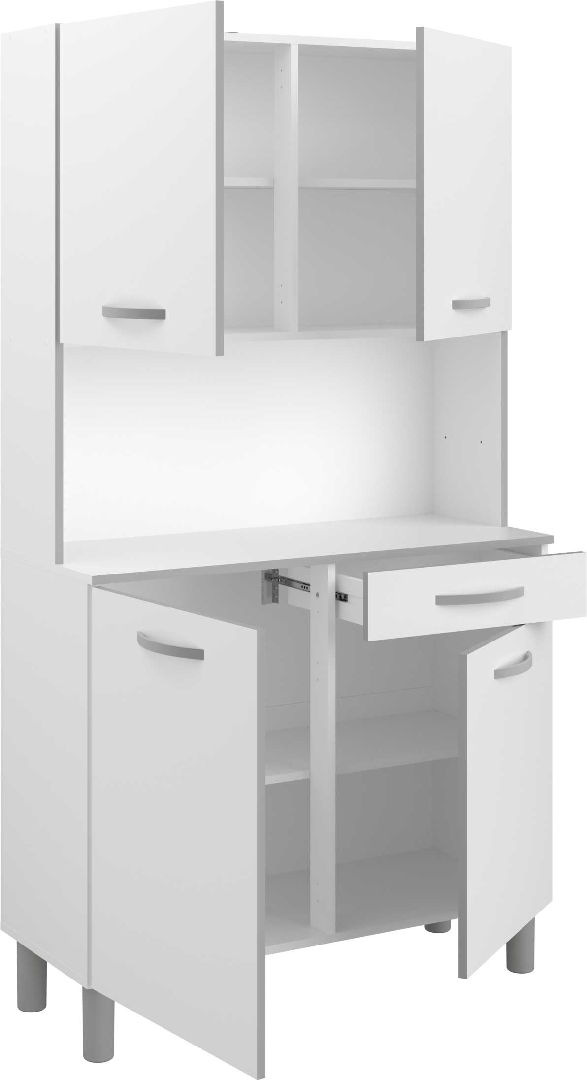 Vaisselier Easy 101cm, 4 portes & 1 tiroir - blanc - Image 2