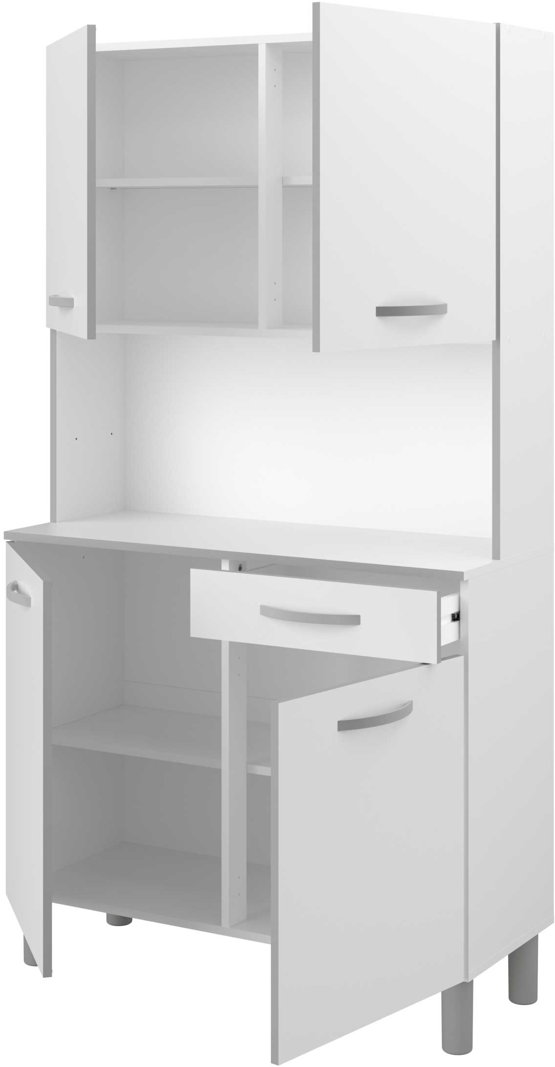 Vaisselier Easy 101cm, 4 portes & 1 tiroir - blanc - Image 3