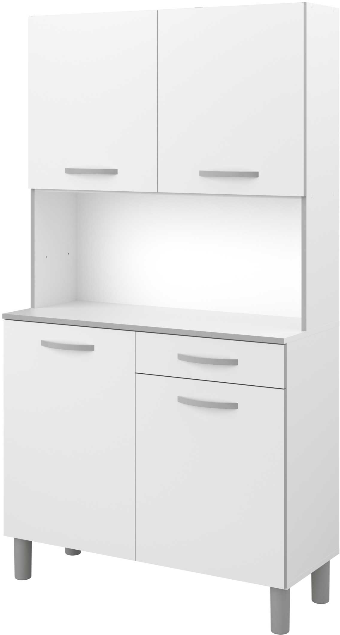 Vaisselier Easy 101cm, 4 portes & 1 tiroir - blanc - Image 6