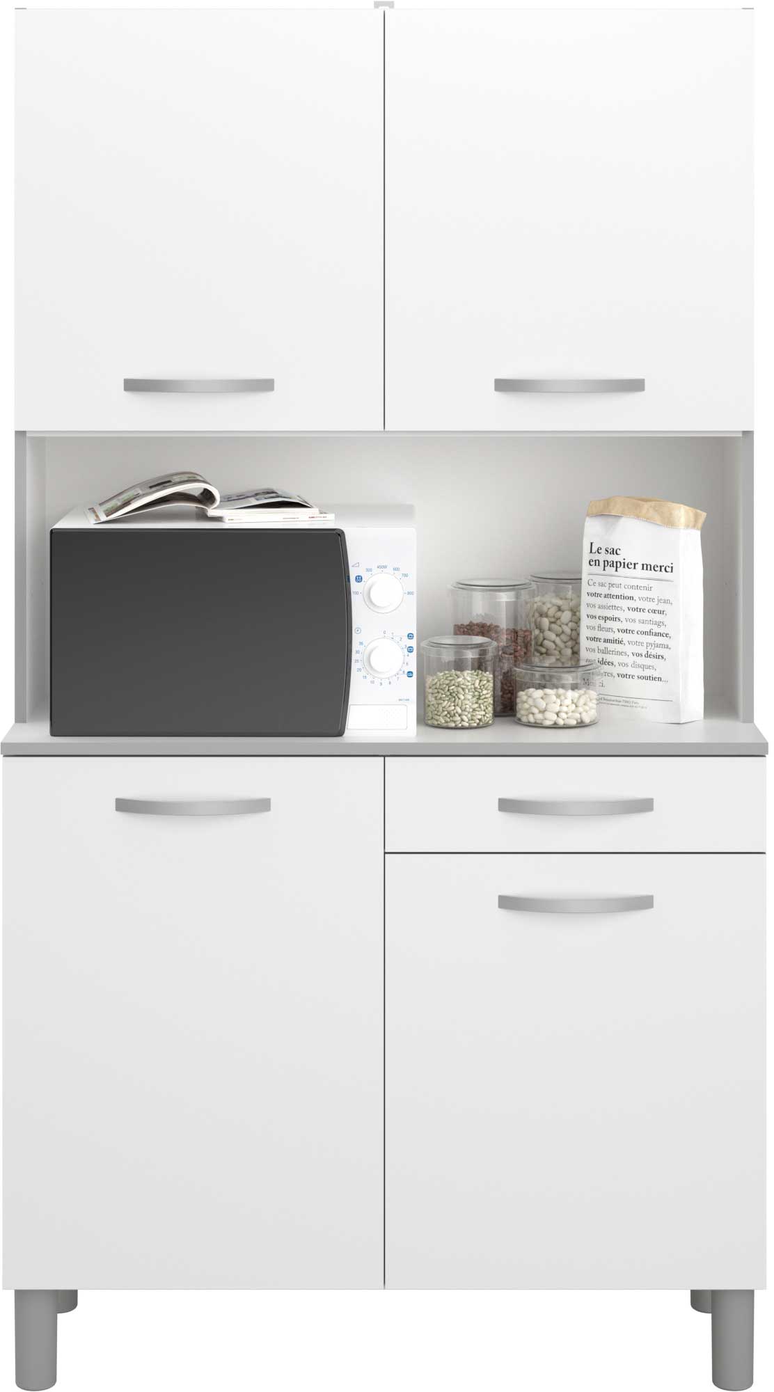 Vaisselier Easy 101cm, 4 portes & 1 tiroir - blanc - Image 9