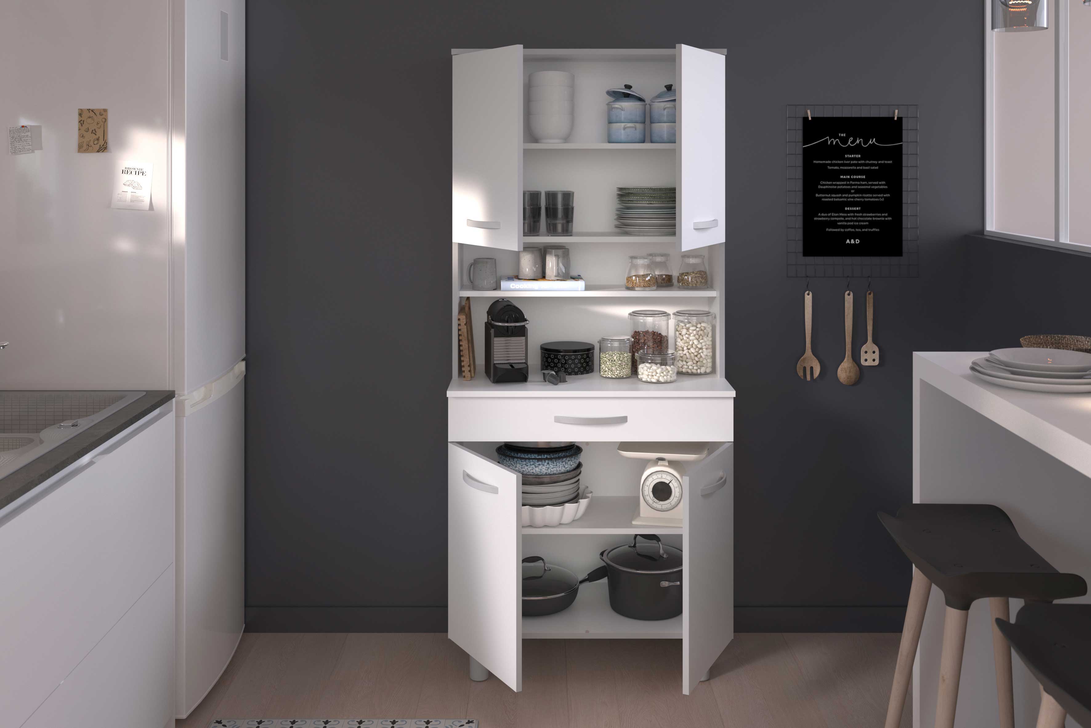 Vaisselier Easy 4 portes & 1 tiroir - blanc - Image 11