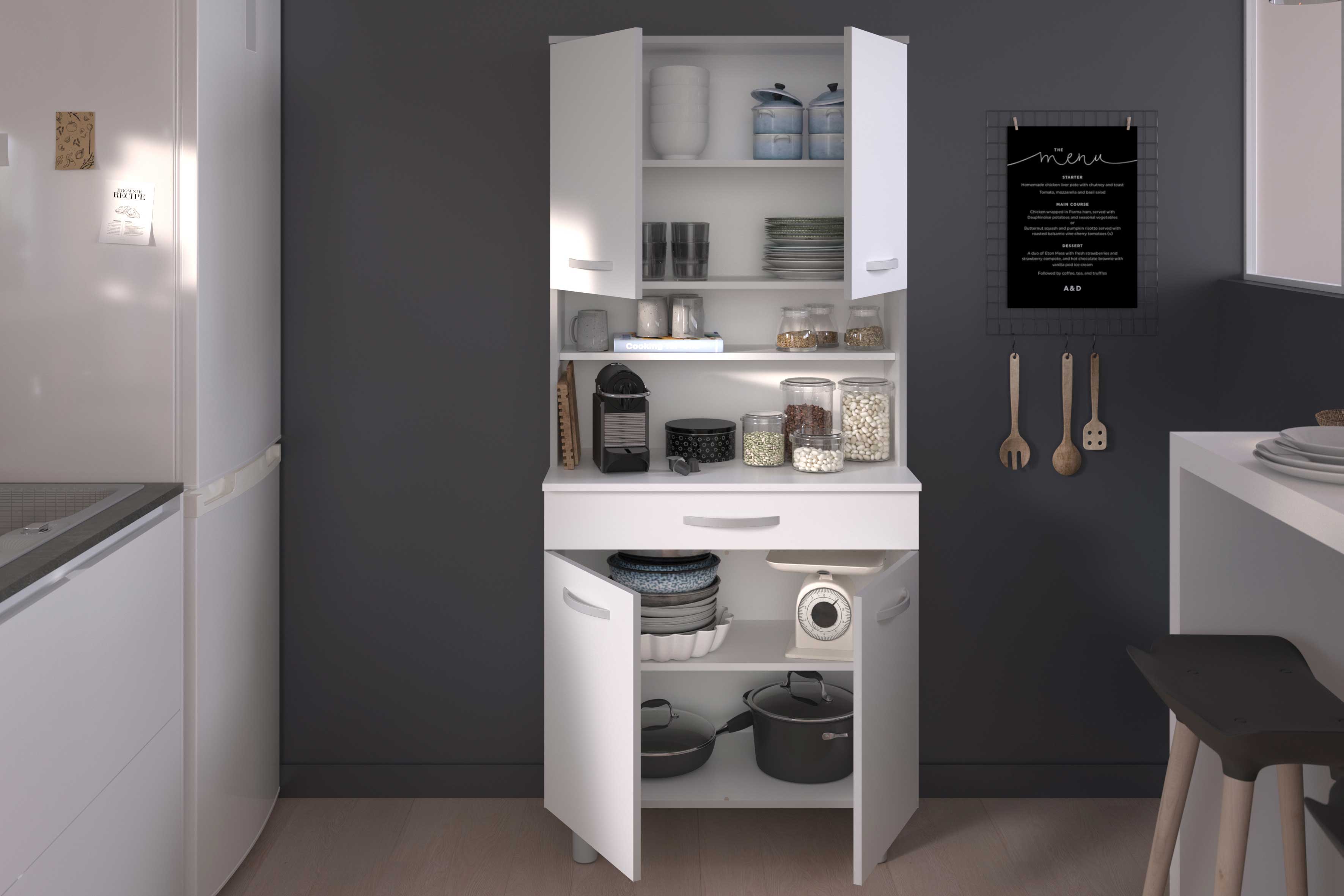 Vaisselier Easy 4 portes & 1 tiroir - blanc - Image 8