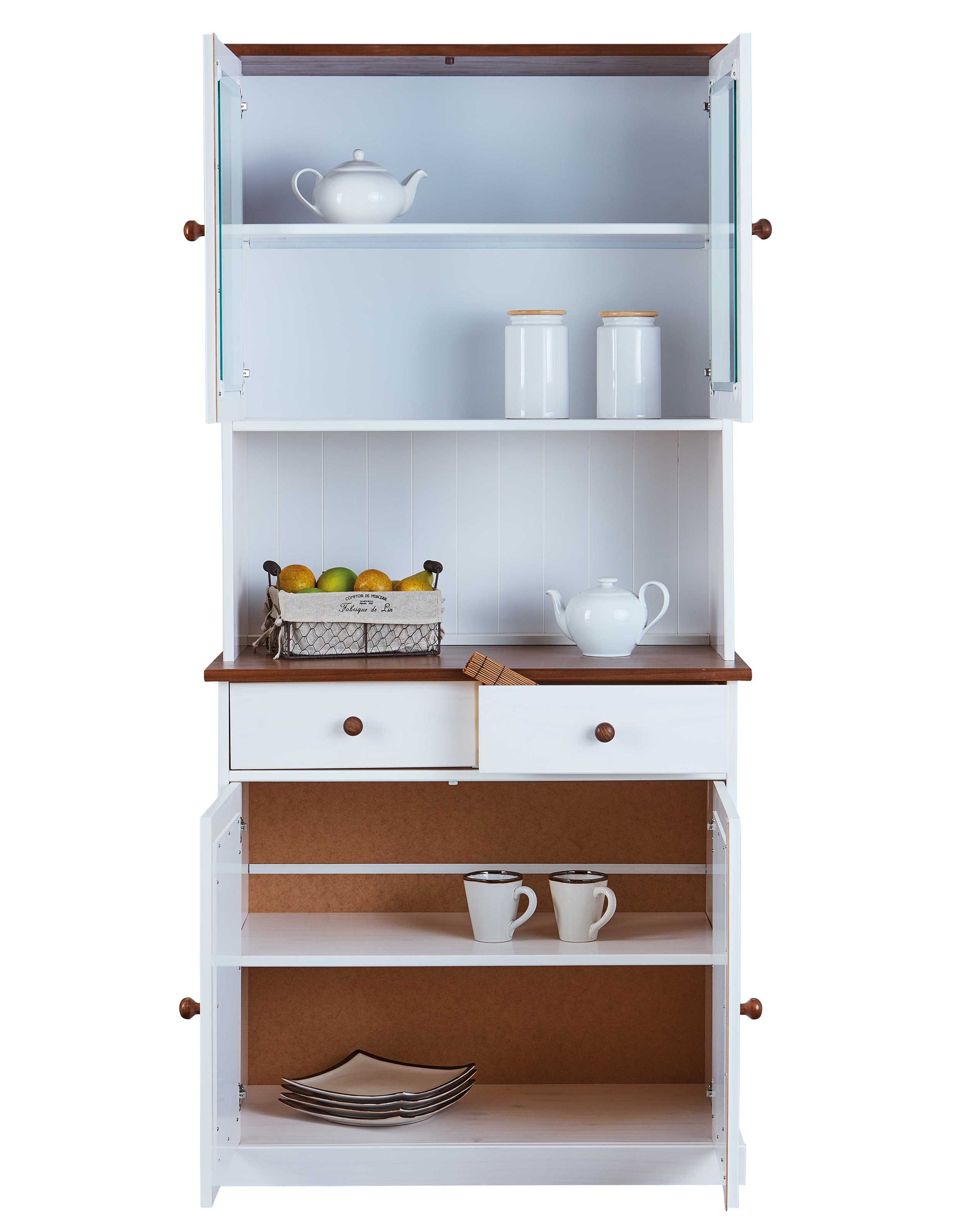 Vaisselier Westerland étroit campagne - blanc/brun - Image 10