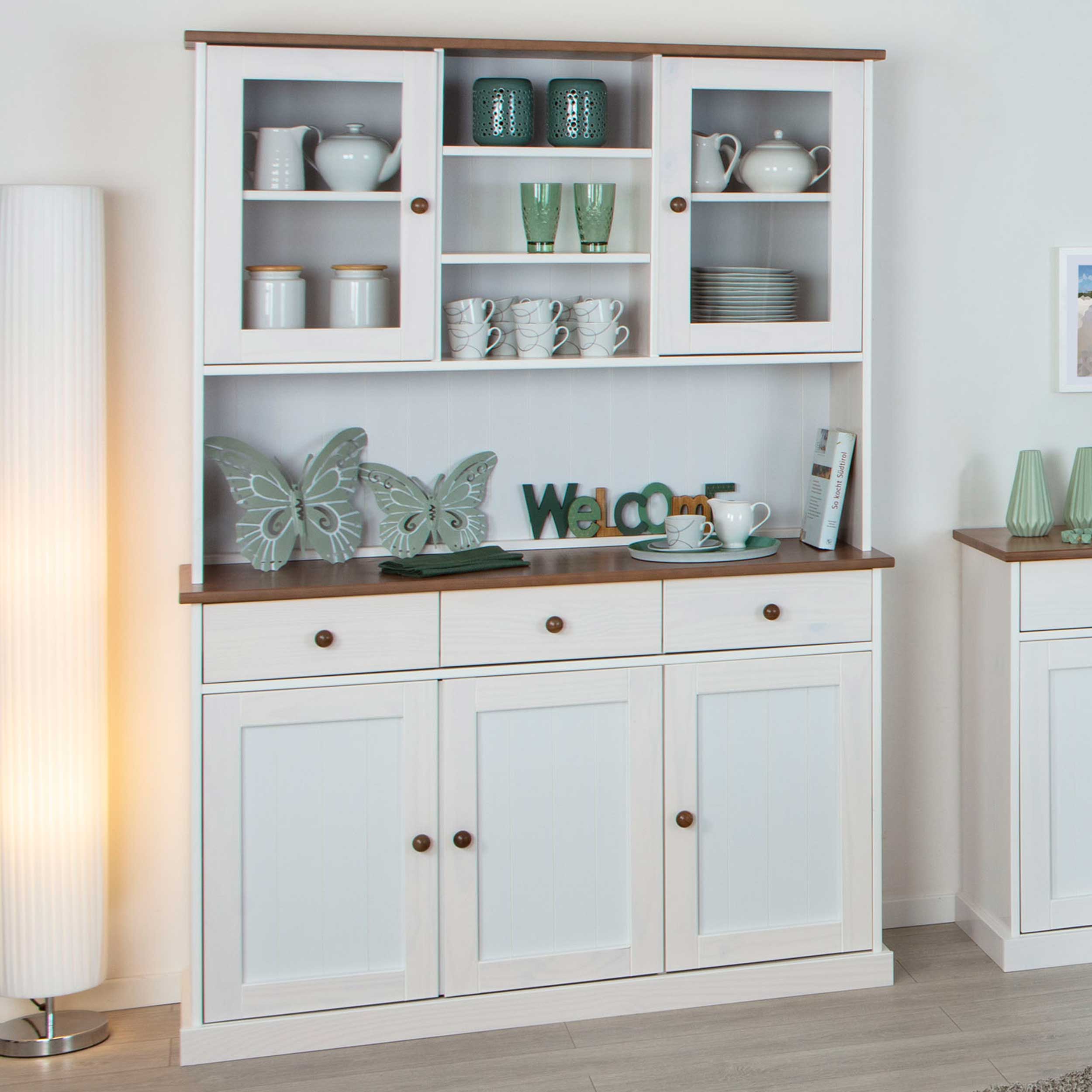 Vaisselier Westerland large campagne - blanc/brun - Image 1