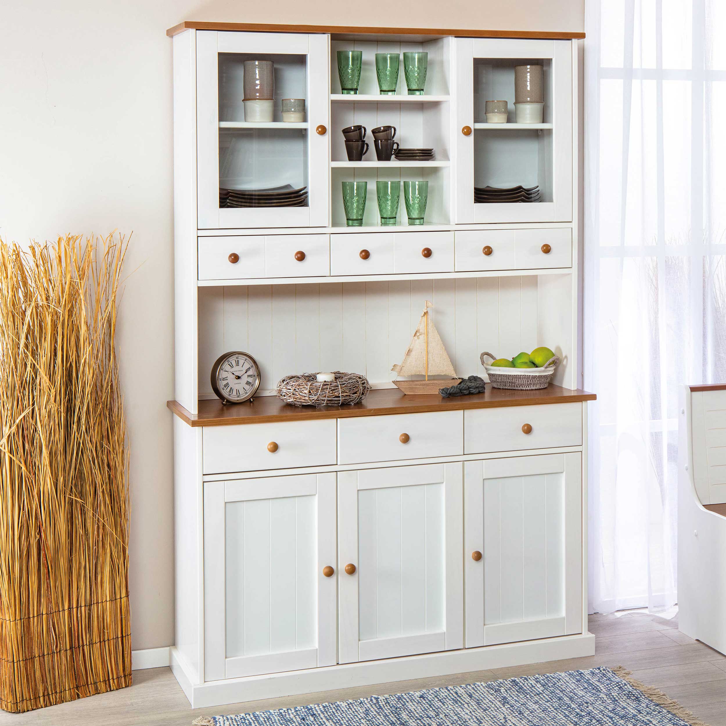 Vaisselier Westerland XL campagne - blanc/brun