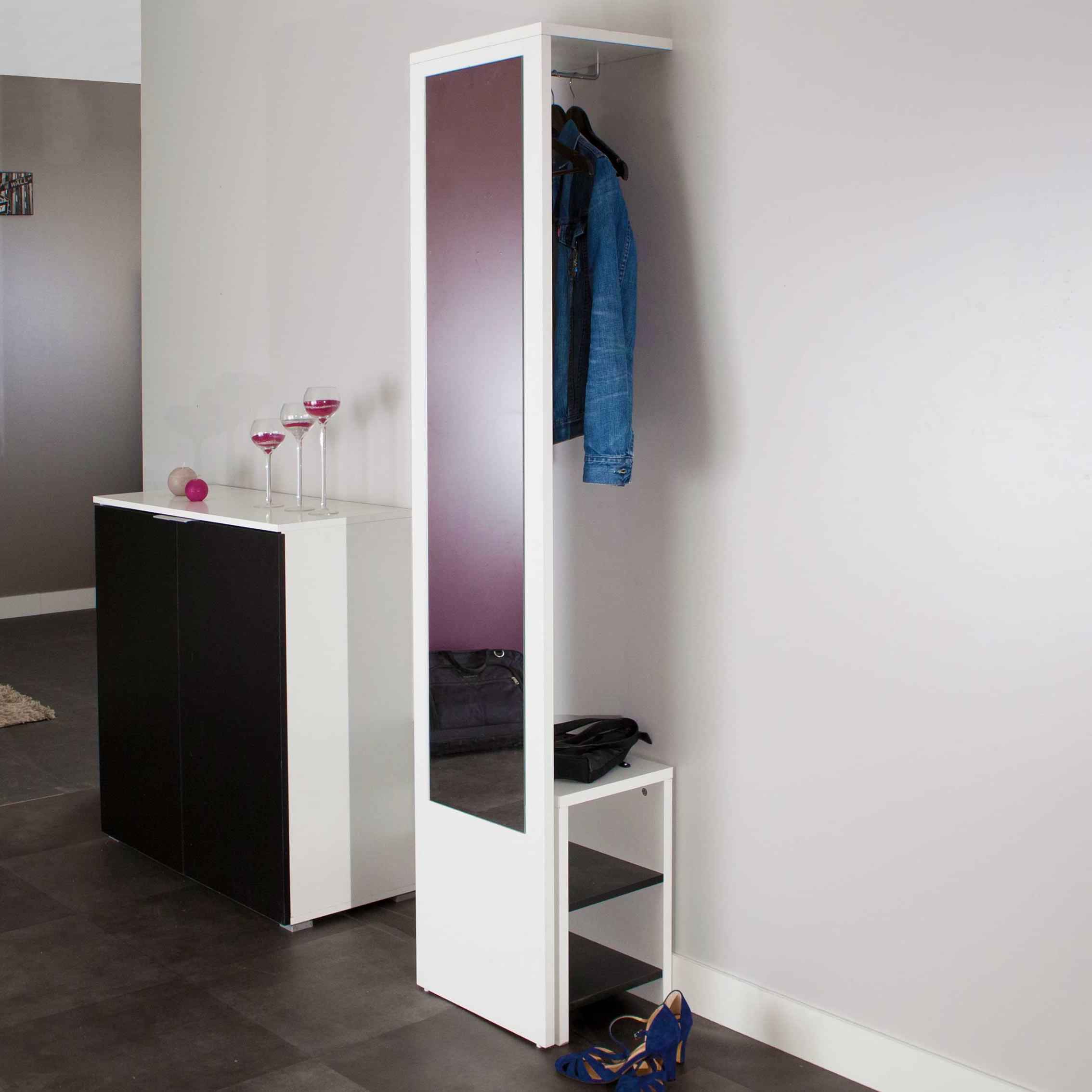 Vestiaire Vestibulo avec miroir - blanc/noir - Image 1