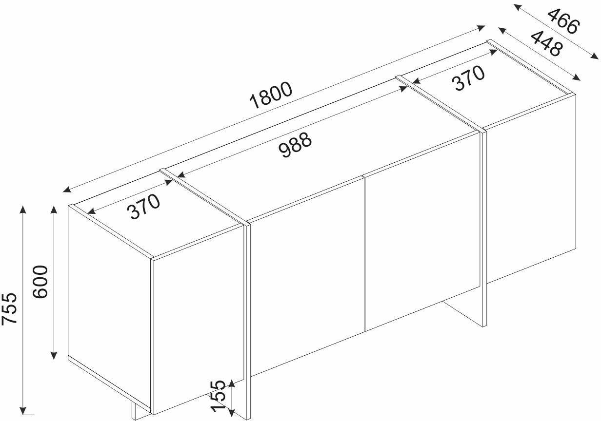 Veyron Console | 100 % MÉLAMINE | Noir, Or - Image 2