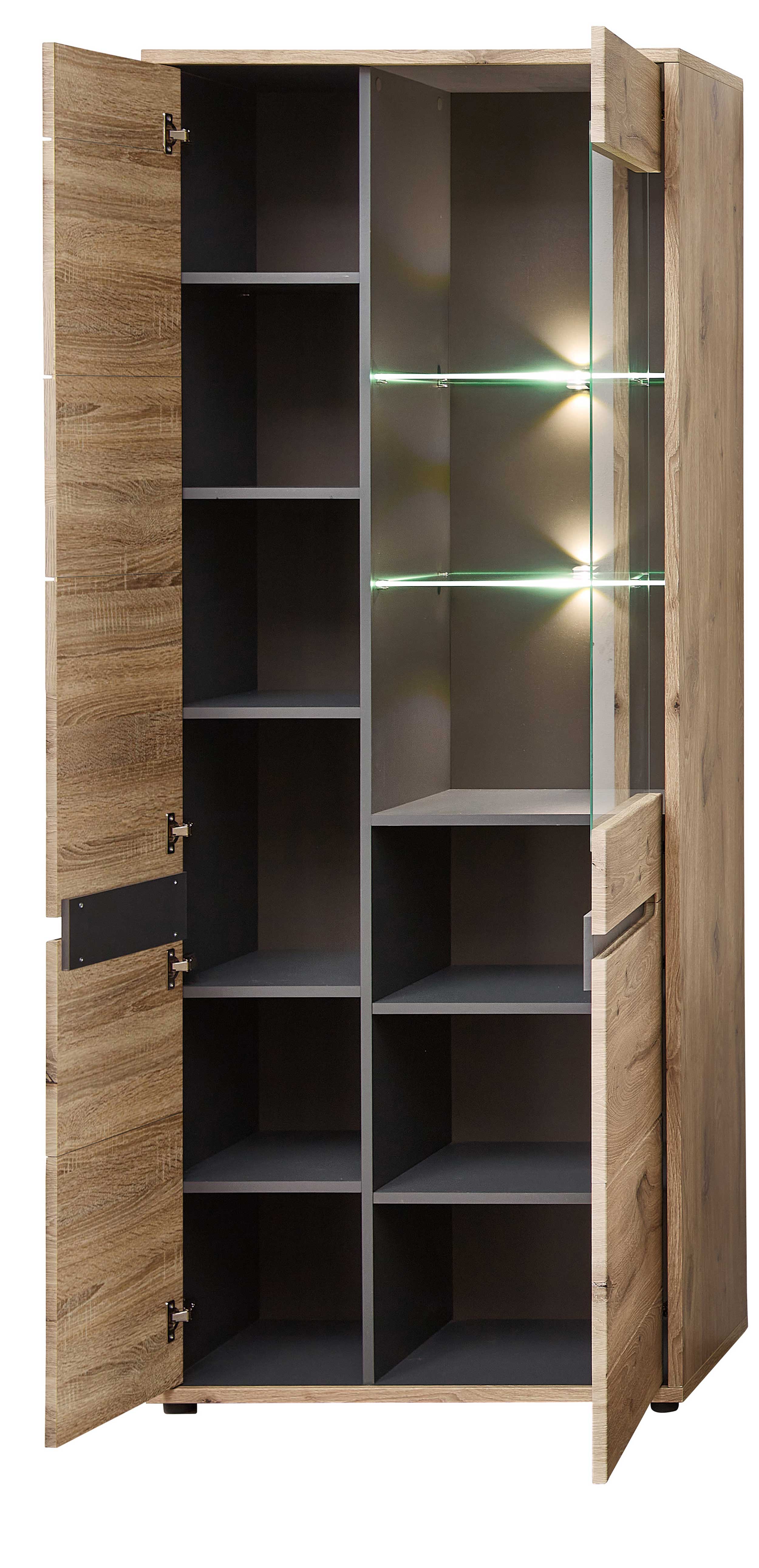 Vitrine Bellini 80cm 2 portes - chêne/anthracite - Image 3