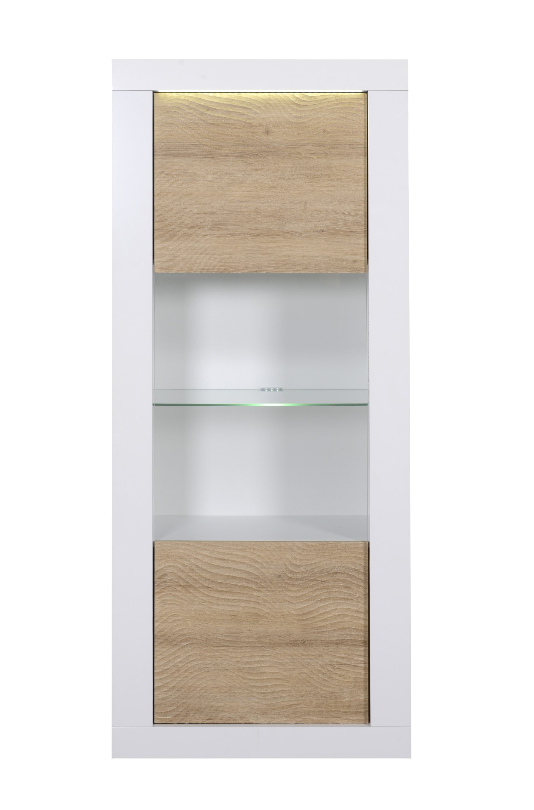 Vitrine Kaia 80cm à 1 porte - blanc brillant/chêne - Image 4