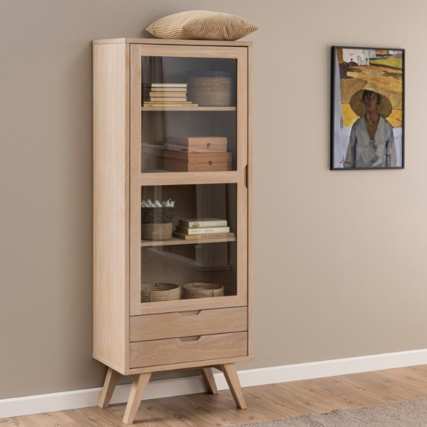 Vitrine Sieg 72x42x190 - chêne et placage chêne