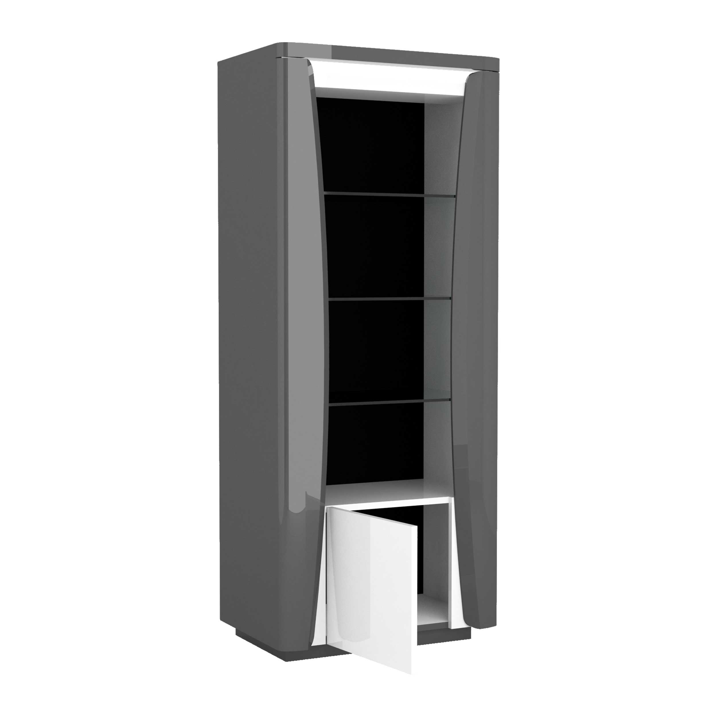 Vitrine Teo 70cm 1 porte - anthracite/blanc brillant - Image 5