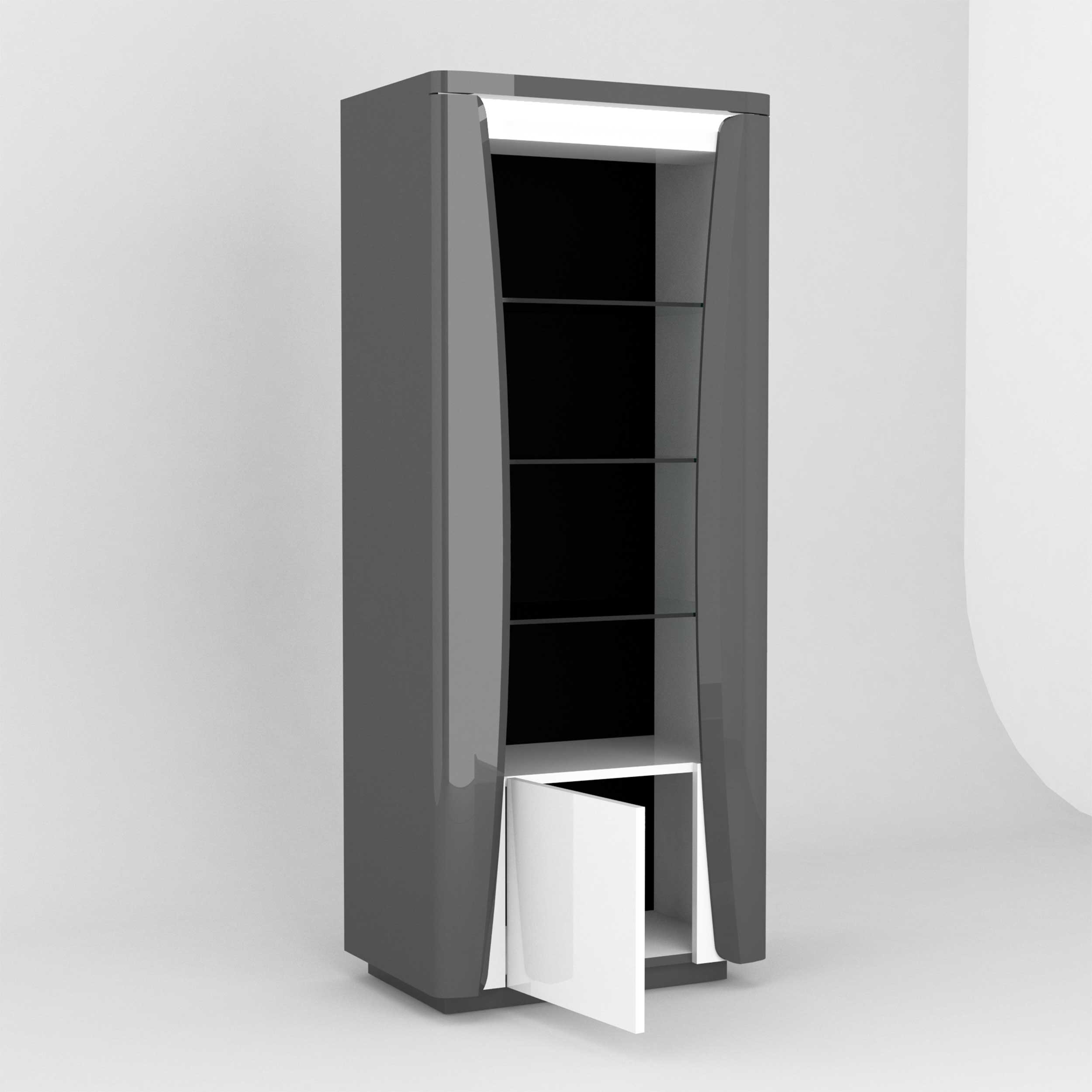 Vitrine Teo 70cm 1 porte - anthracite/blanc brillant - Image 7