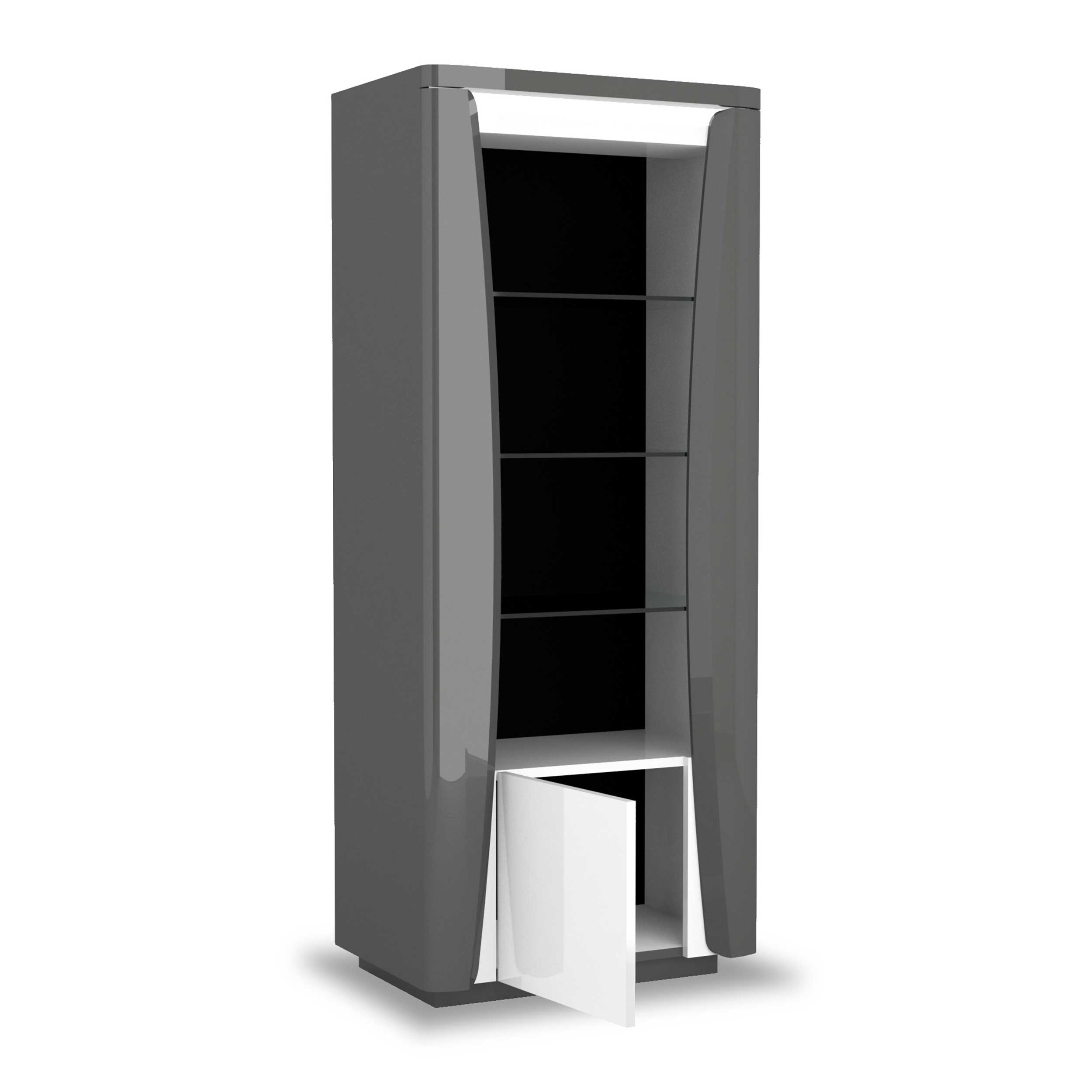 Vitrine Teo 70cm 1 porte - anthracite/blanc brillant - Image 8
