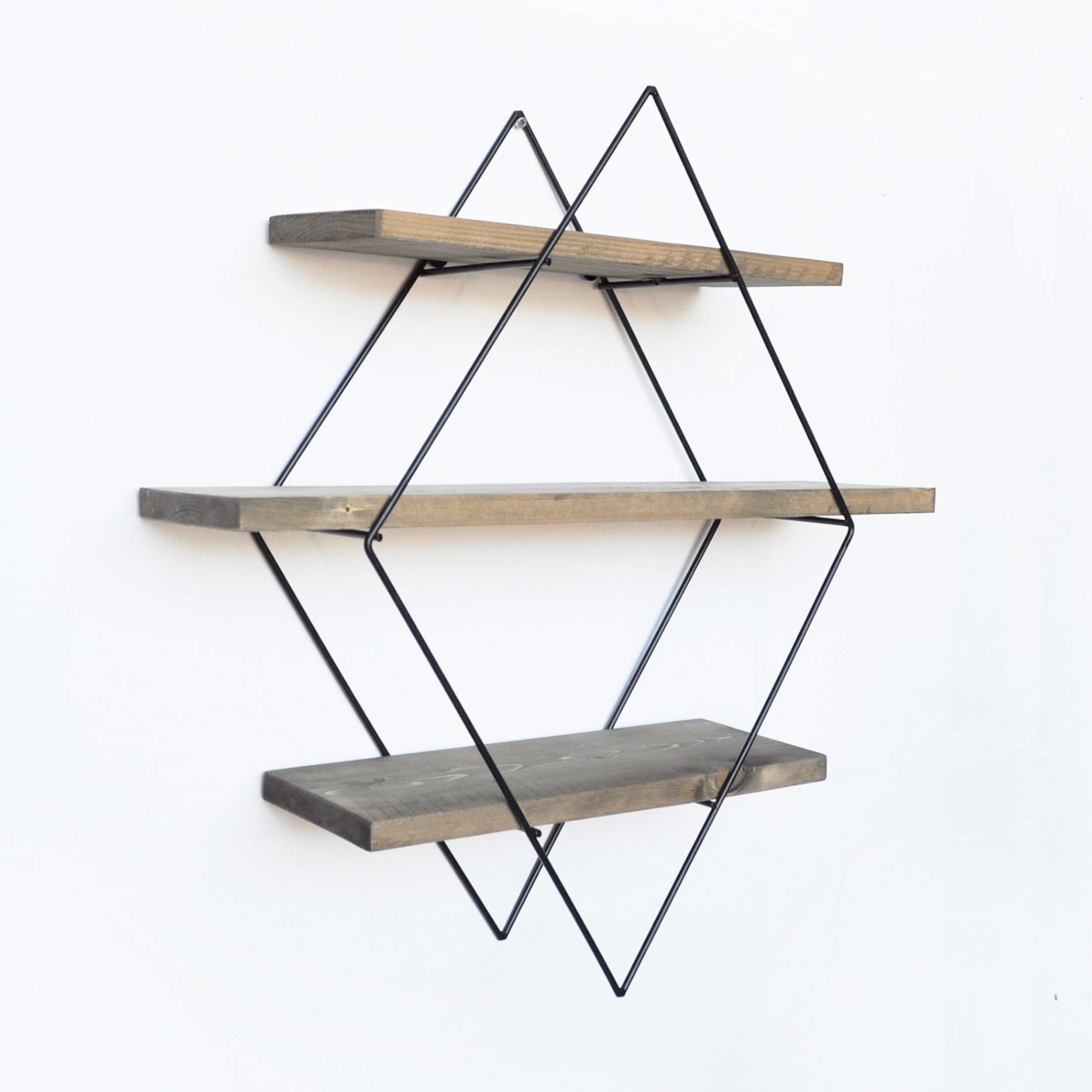 Wr007 Étagère murale décorative en bois | 100 % bois d'épicéa | Noyer, noir - Image 7