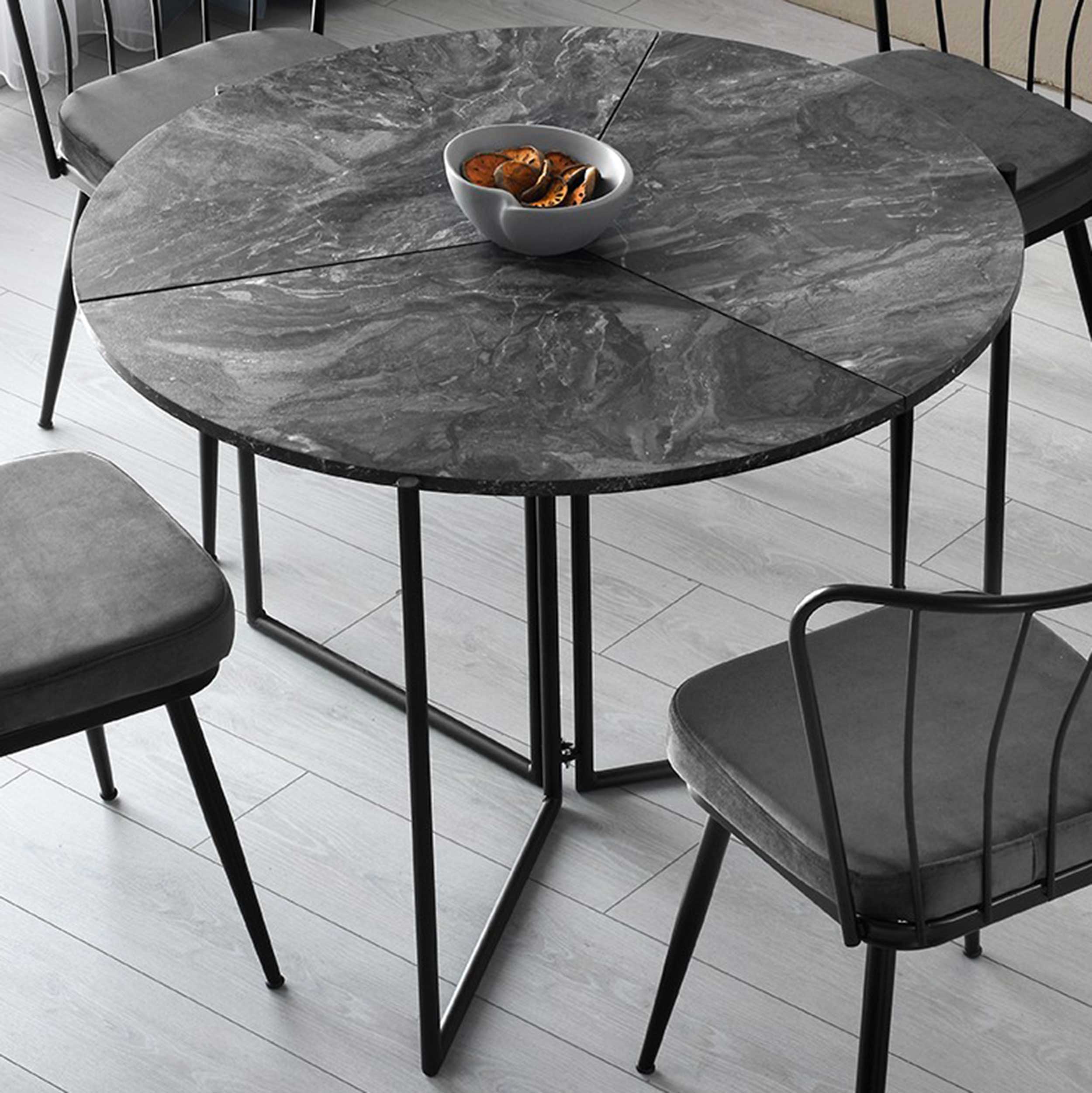 Yaprak Table à manger pliable | 100 % MÉLAMINE | Anthracite