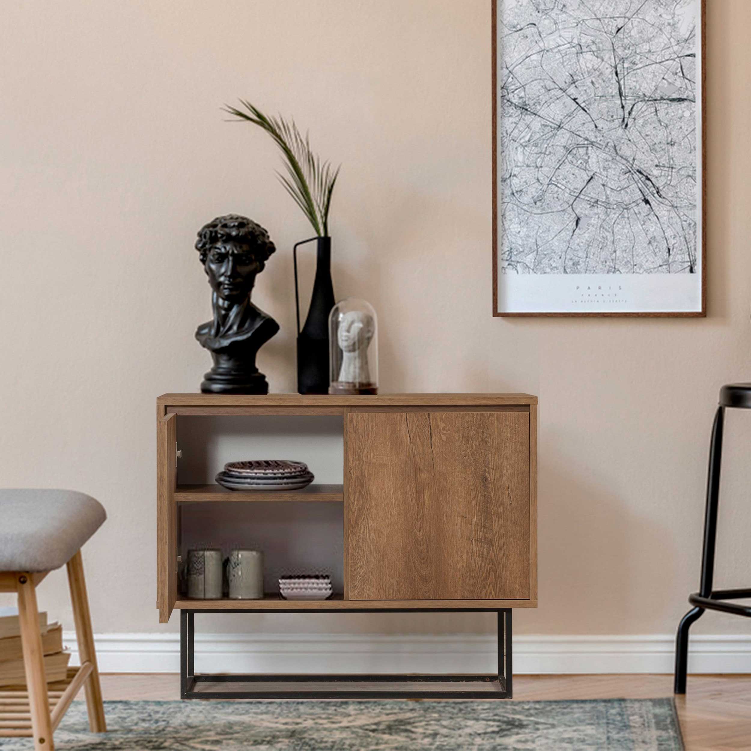 Zuri Console | 100 % MÉLAMINE | Noyer, Noir - Image 7