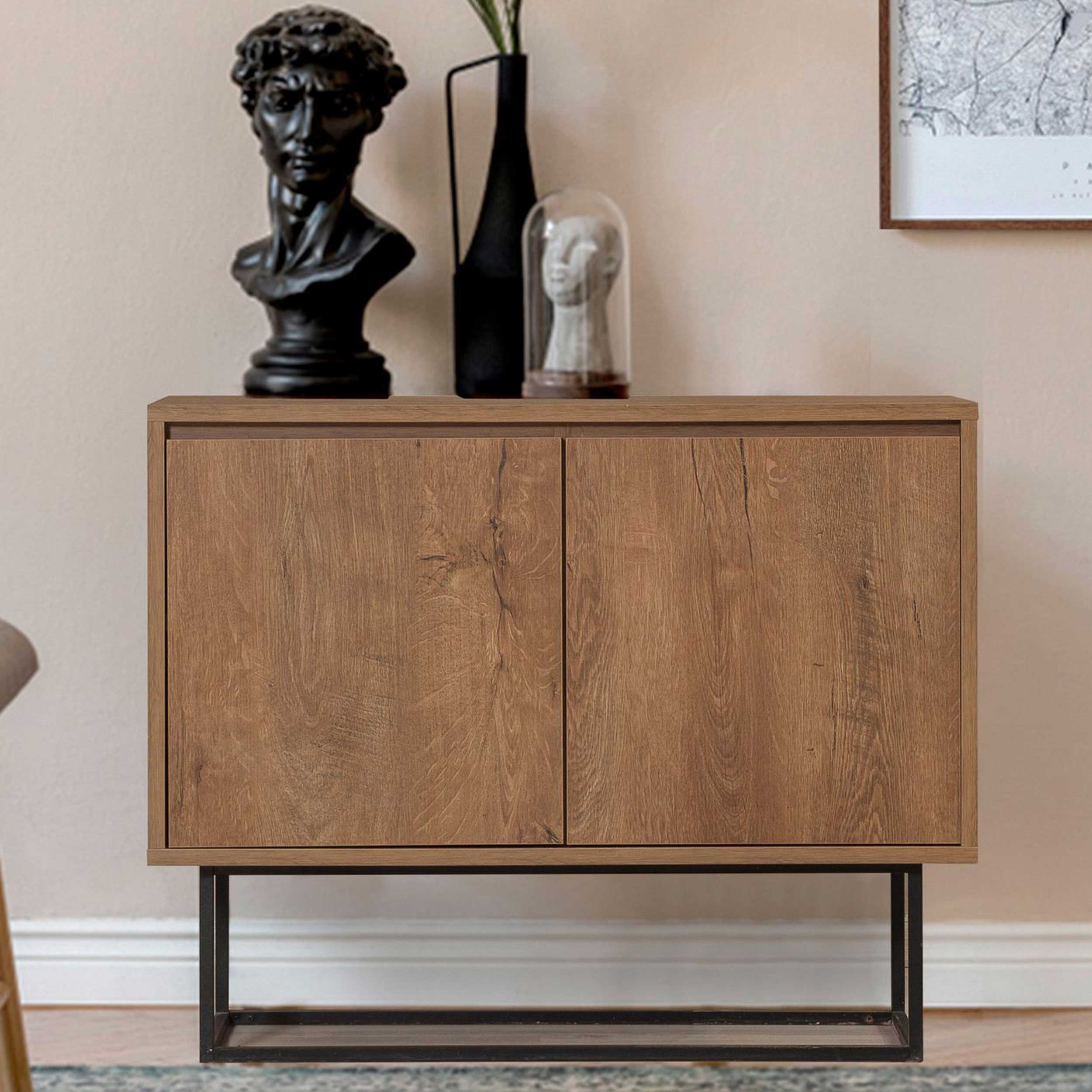 Zuri Console | 100 % MÉLAMINE | Noyer, Noir